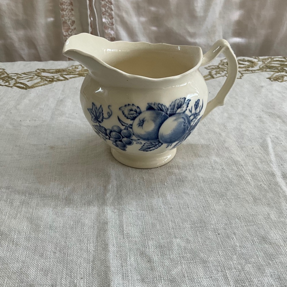 Johnson Brothers Harvest Time Blue White Creamer Pitcher Vintage Cottagecore